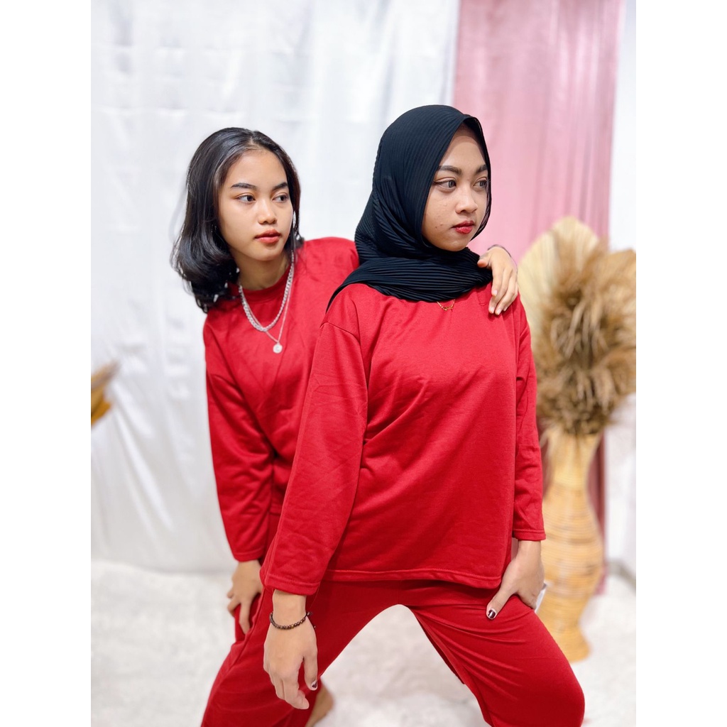 ONE SET HIJAB POLOS / SETELAN OVERSIZE POLOS