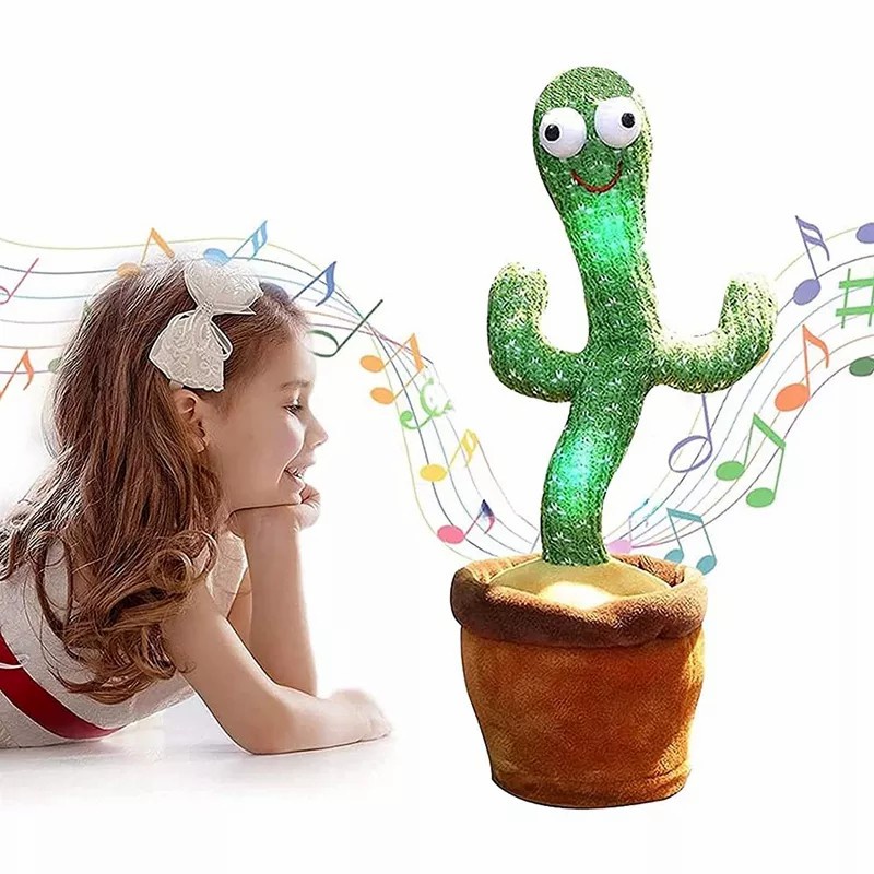 Mainan Boneka Kaktus Lampu Goyang dan Bicara / Kaktus LED Bisa Joget dan Meniru Suara / Boneka Bergoyang Menari / Dancing Cactus Toy