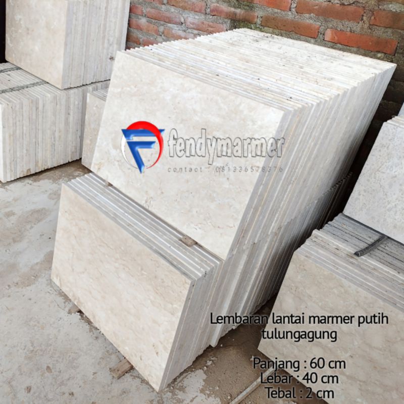 Lembatan lantai marmer putih asli batu alam polish 60x40 harga perlembar