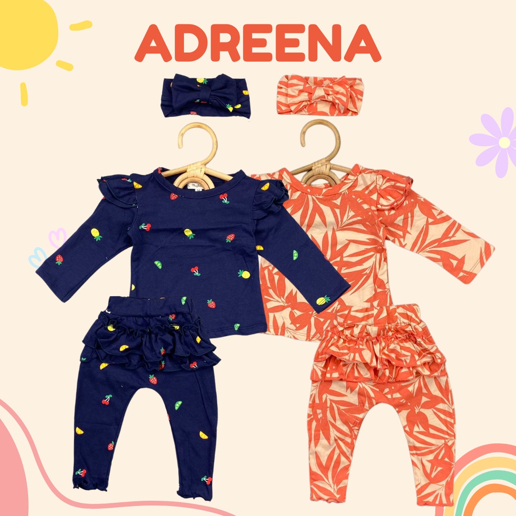 3-18 BLN ONESET BAYI ADREENA FREE HEADBAND SETELAN BAYI PEREMPUAN PREMIUM by MYBEE (SNI) V2