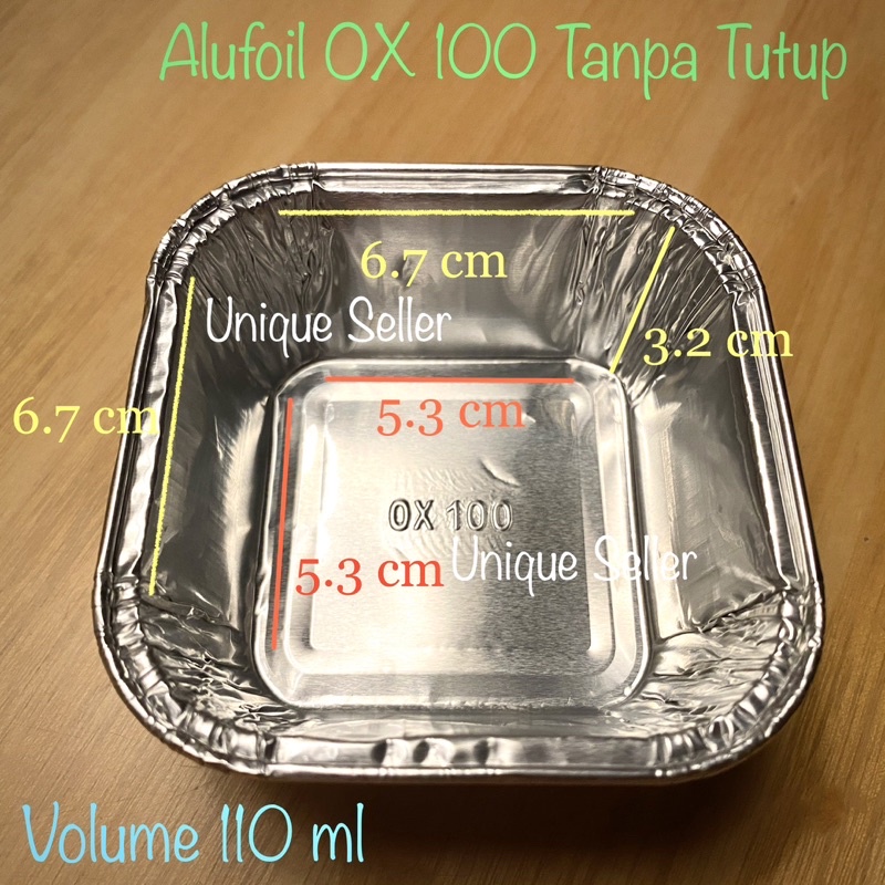 Aluminium Foil Cup OX 100 Tanpa Tutup / Alufoil Tray pastel tutup kotak ox 100