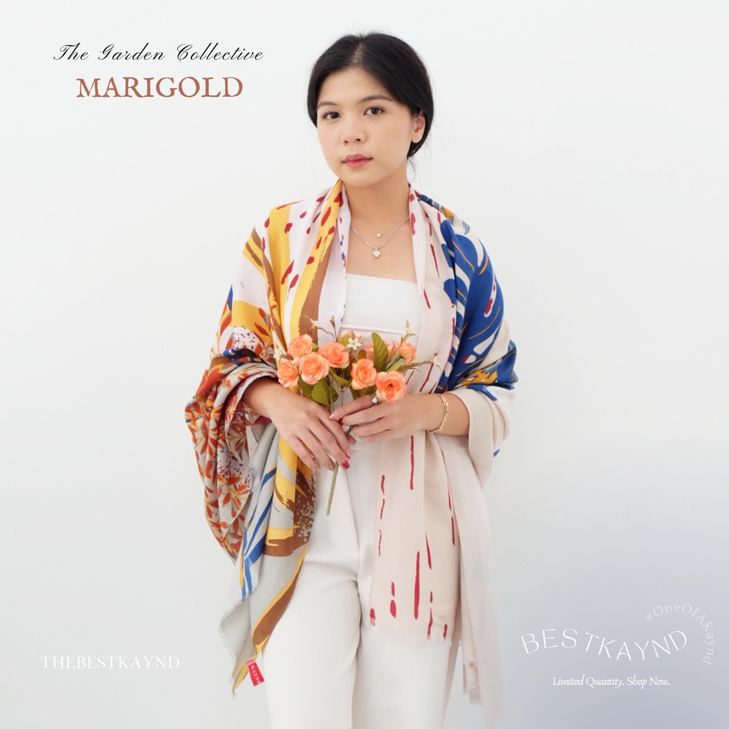 Marigold The Garden Collective | The Best Kaynd |  Premium Scarf Selendang Pashmina Syal Shawl Pasmina Hijab Kain Batik