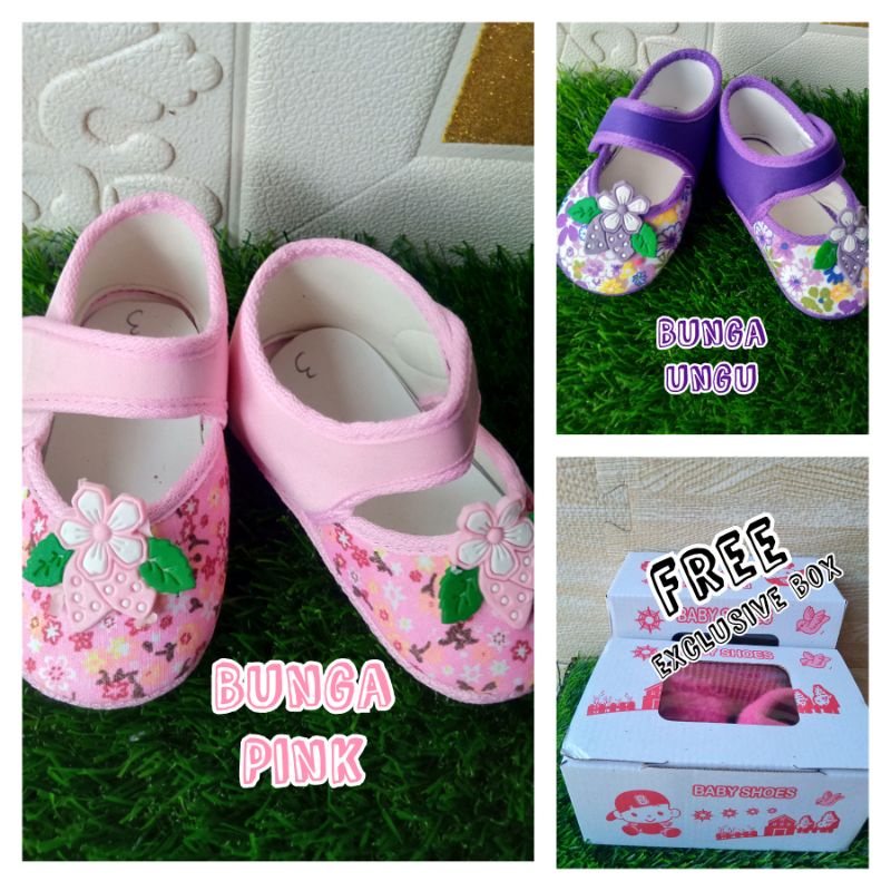 Sepatu Bayi Prewalkers Anak Perempuan Usia 0 -12 Bulan / Sepatu anak Bayi cewek Murah boneka hellokitty bunga