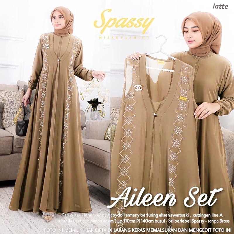 [Ada jumbo] AILEEN set / Ailen Dres / Aileen Dress / Aileen Gamis-Latte
