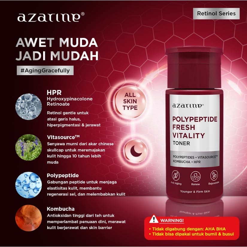 Azarine Toner Series Daily Beginner Exfoliating | Moisture Rich Hydrating | Mild Purifying | Multi-Acid Glowing 90ml