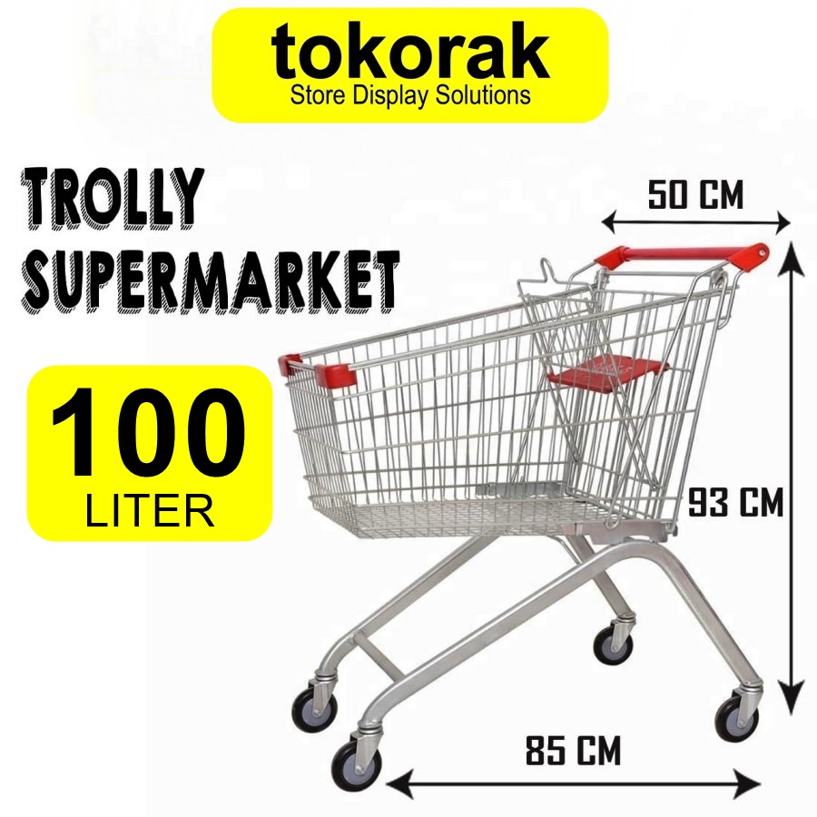 TROLLY SUPERMARKET 100LTR - TROLI BELANJA - KERANJANG TROLI - TROLLEY