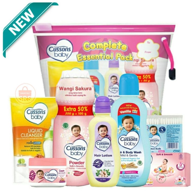 8 in 1 | 7 in 1 Cussons Baby Fun Bathing Pack + Telon Cussons Large Bag , Gift Set Bayi, Kado Bayi, Set Bedak Bayi