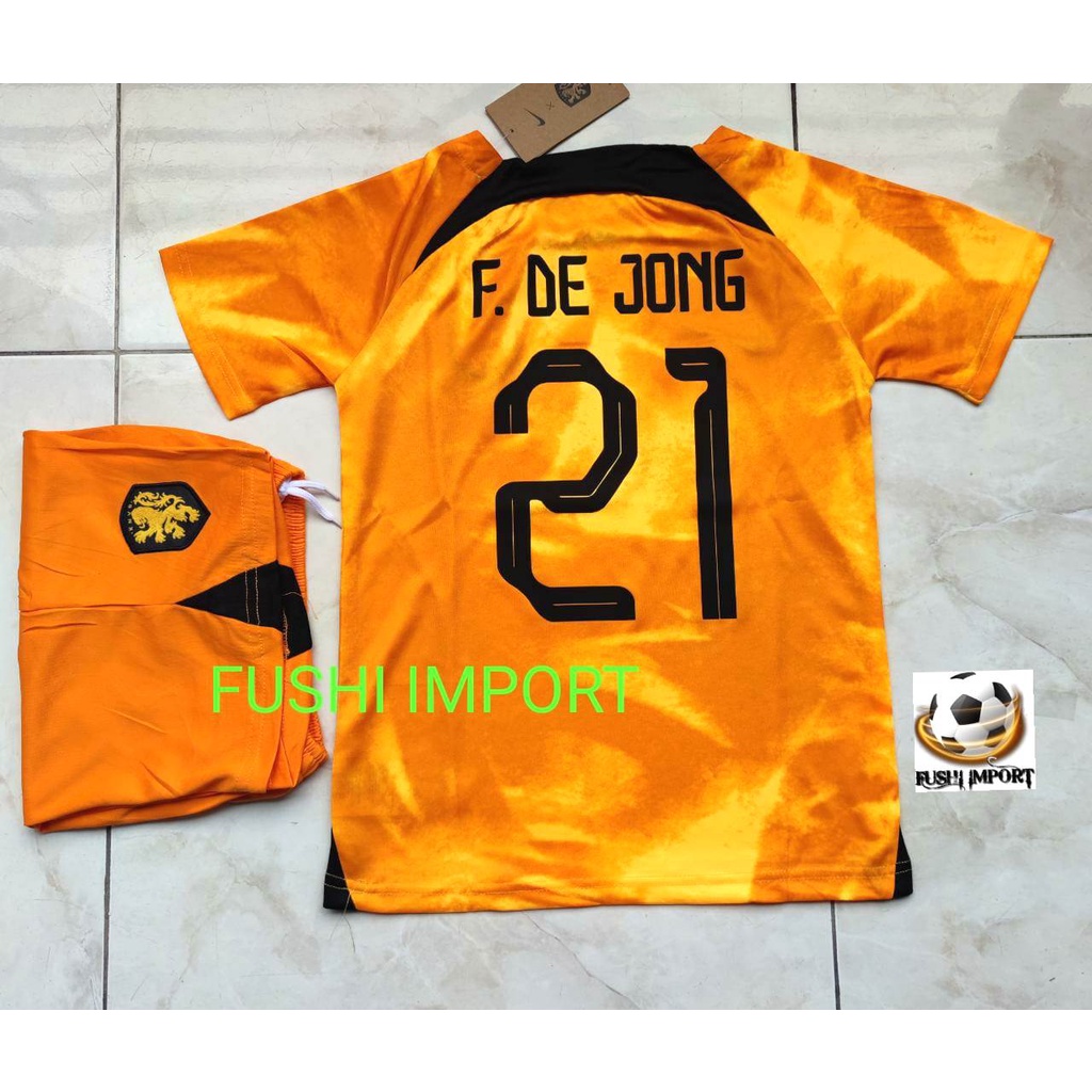 Jersey Baju Bola Anak Belanda Home Kids World Cup Piala Dunia 2022 Fullset Satu Set Grade Ori