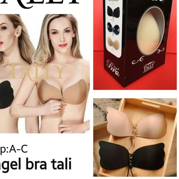 ANGEL WINGS BRA TALI SILIKON BRA TALLY (ADA BOX) TRUSTED ORIGINAL - Hitam, CupCTanpaKardus