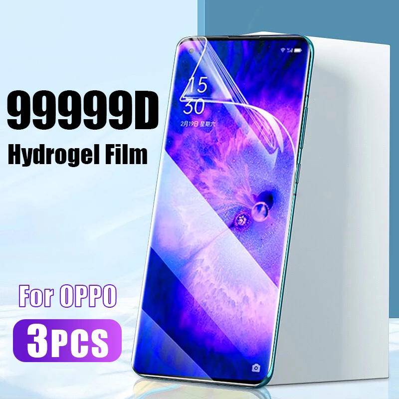 3pcs Film Pelindung Layar Hydrogel HD Untuk Oppo A12 A15 A15s A16 A16K A31 A33 A52 A53 A72 A96 A91 A92 A93 A74 A73 A74 A995