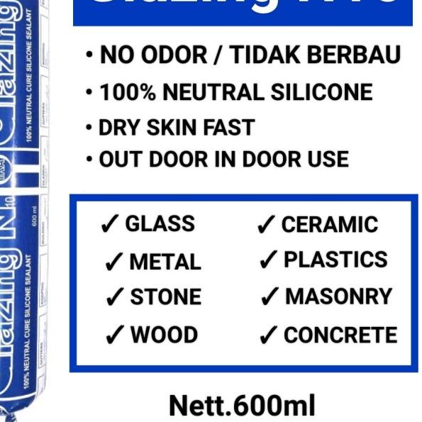 

SILICONE SEALANT SOSIS GLAZING N10 IKA - 600ml NEUTRAL 100% - Putih
