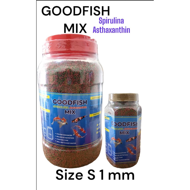 PELET IKAN KOKI KOI GOODFISH MIX SPIRULINA ASTAXANTHIN 300 GRAM 1 MM