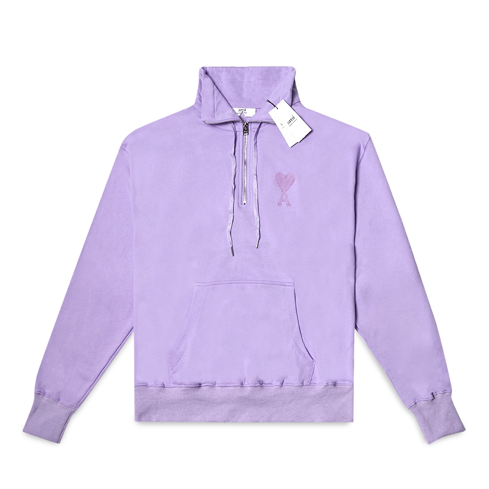 4M1 de Coeur Solid Logo Half Zip Jacket Purple