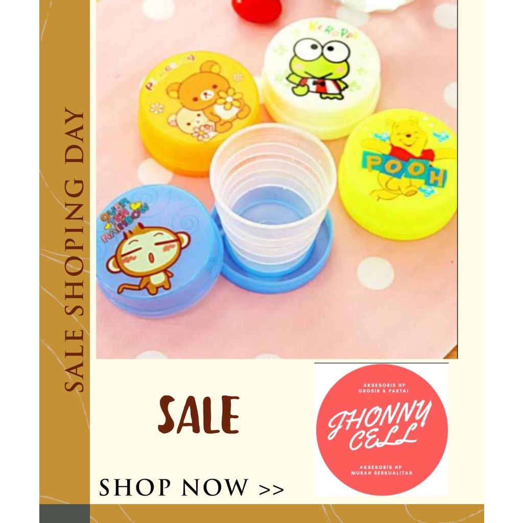 (JC) GELAS LIPAT PORTABLE TRAVEL//PLASTIK CUP TEMPAT MINUM//GELAS PLASTIK MINI LIPAT