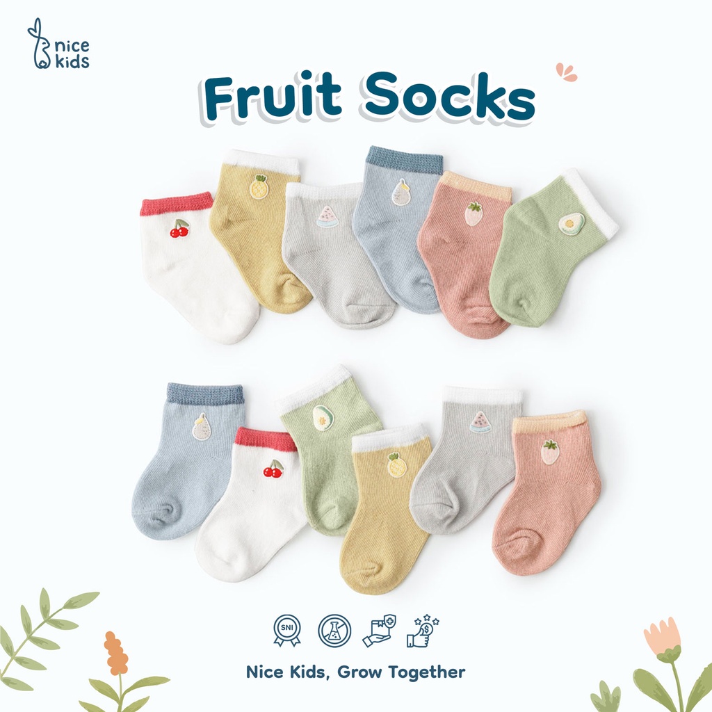 Nice Kids - Baby Fruit Socks (Kaos kaki Bayi Dua Warna 0-6 Bulan)