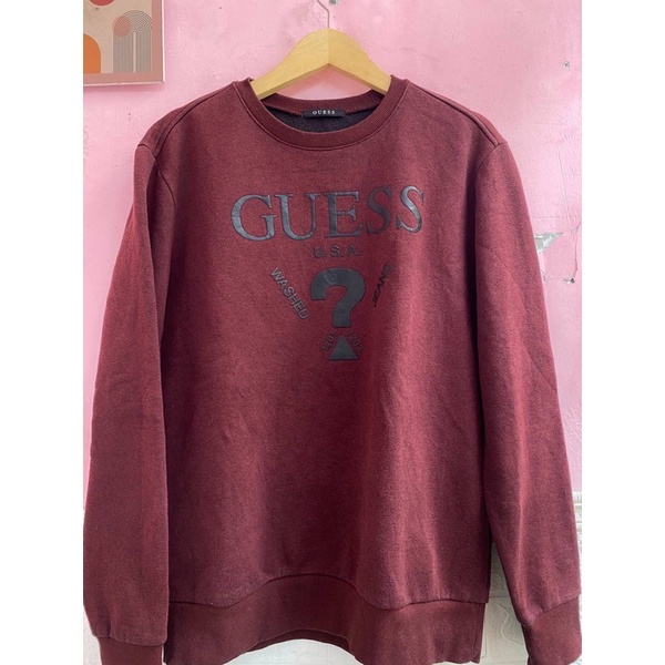 CREWNECK GUESS MAROON // SECOND THRIFT BRANDED