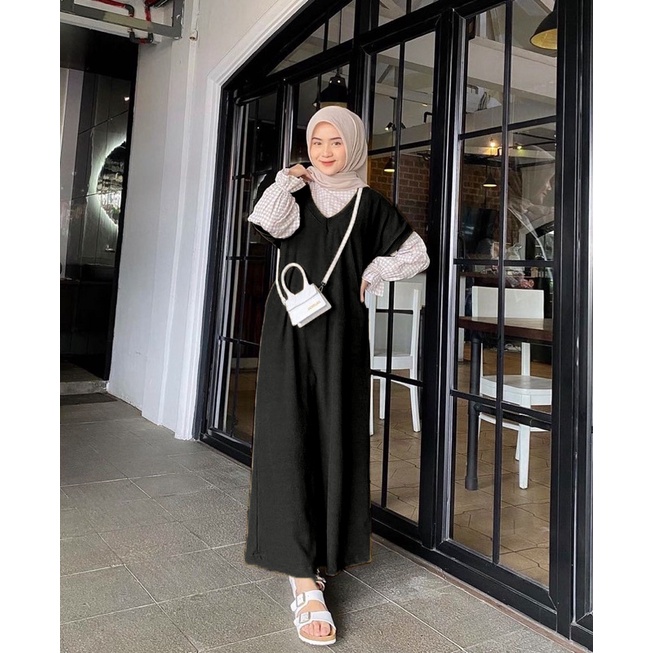 Nami Vest Rajut - Dress Rompi Knit  - Baju Long Outer fit to xl Tanpa lengan - outfit Remaja muslim terbaru- Ootd Kekinian