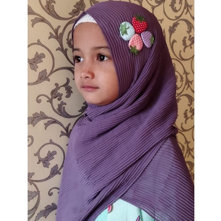 HIJAB jilbab pashmina Pastan Anak Plisket Strawberry