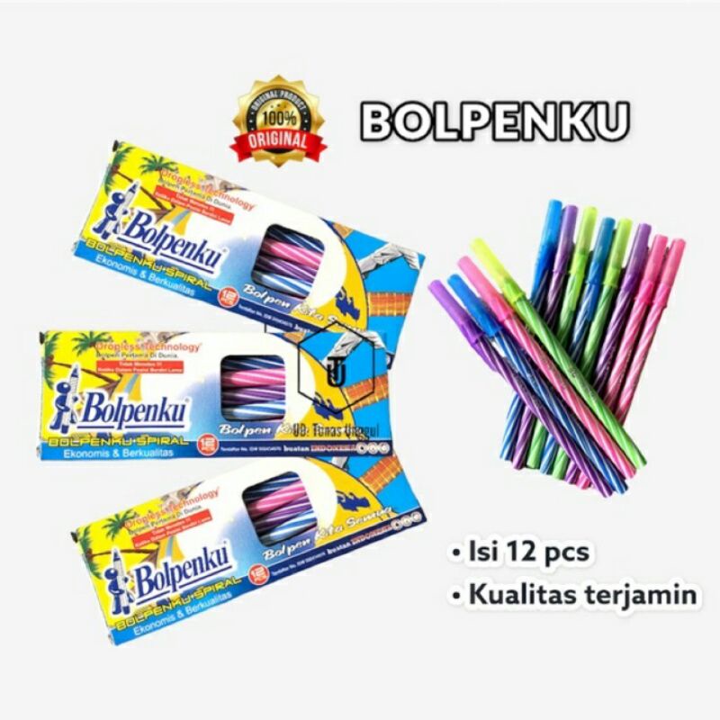 

BOLPENKU Pulpen Hitam Ulir warna-warni