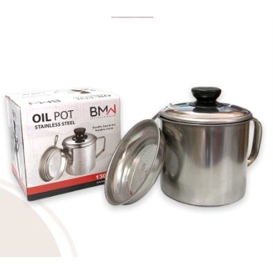 BMW Oil pot Stainless - Tempat Saringan Minyak Goreng - 1.3 Liter