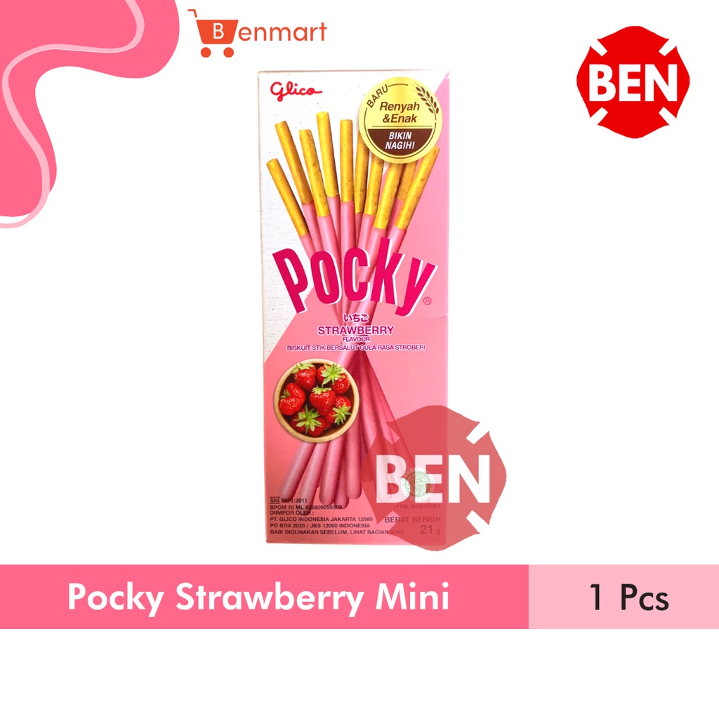 

Pocky Strawberry Flavour 21g 21gr 21 g gr gram - Biskuit Stik Stroberi