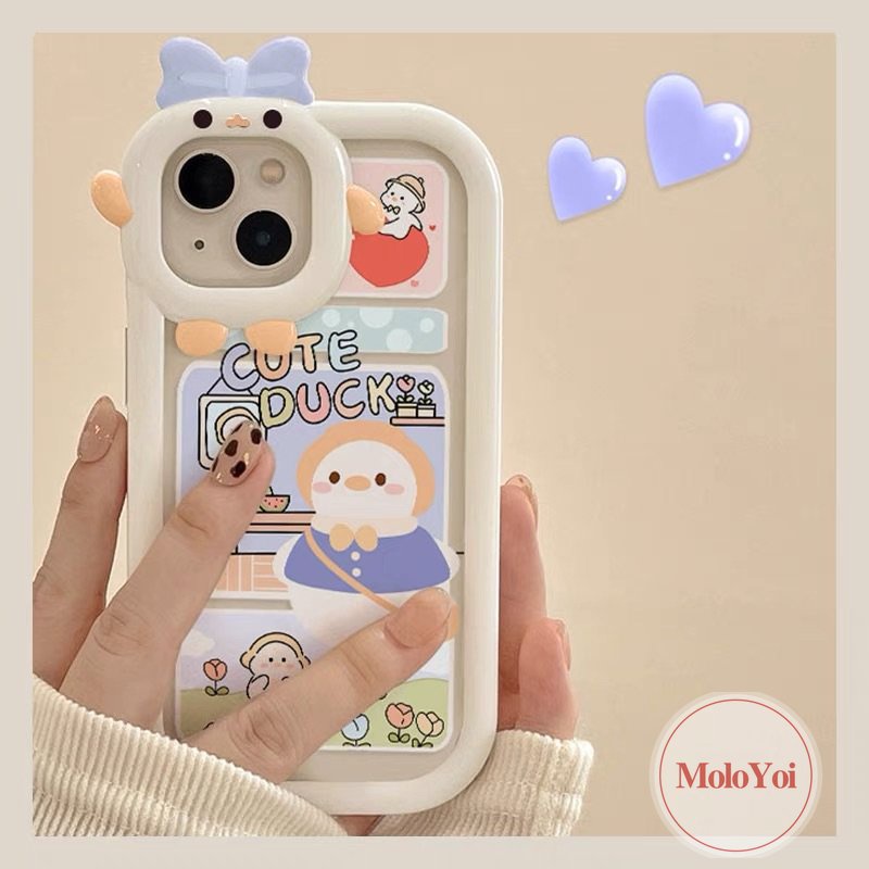 Soft Case Desain Kartun Bebek Monster 3D Untuk iPhone 11 12 14 13 Pro MAX 7 14 6 6s 8 Plus XR X XS MAX SE 2020