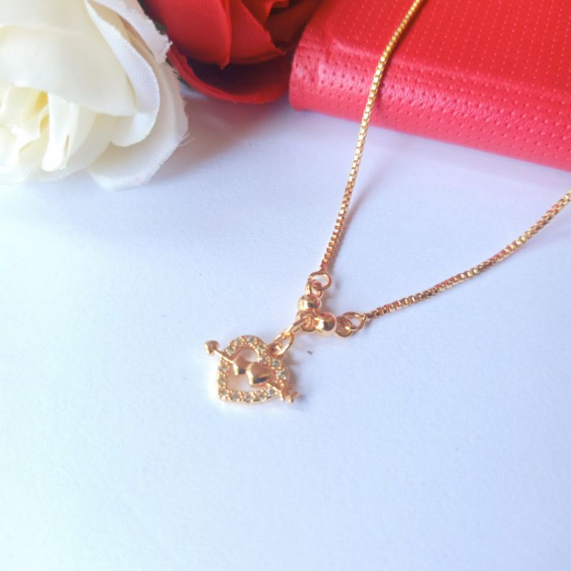 BEST SELLER Kalung titanium liontin lapis emas termurah