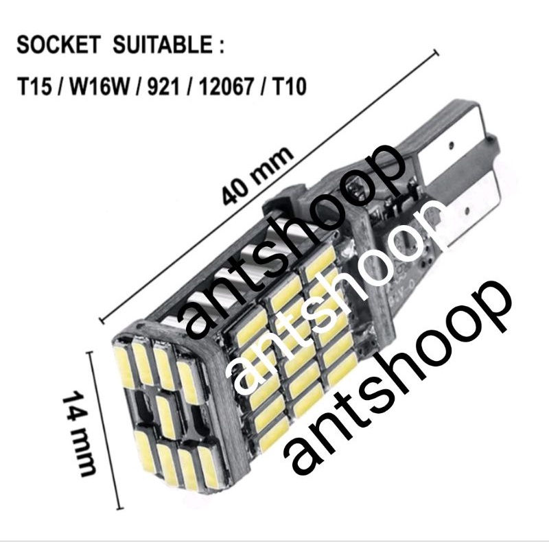LAMPU T15 T20 LED MUNDUR 45 LED MATA SUPER BRIGHT TERANG MOBIL MOTOR ANTSHOOP