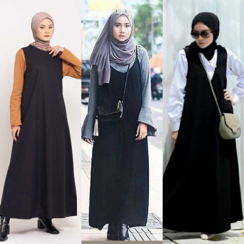 Inner dress busui katun daleman gamis baju kutung lekbong tanpa lengan sleeveless overall dress kera