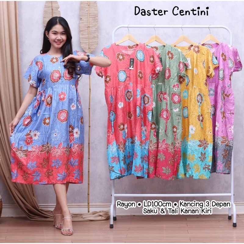 DASTER CENTINI MOTIF TERBARU KEKINIAN LD 100 MIDI DRESS WANITA BUNGA BUNGA COD BAYAR DITEMPAT