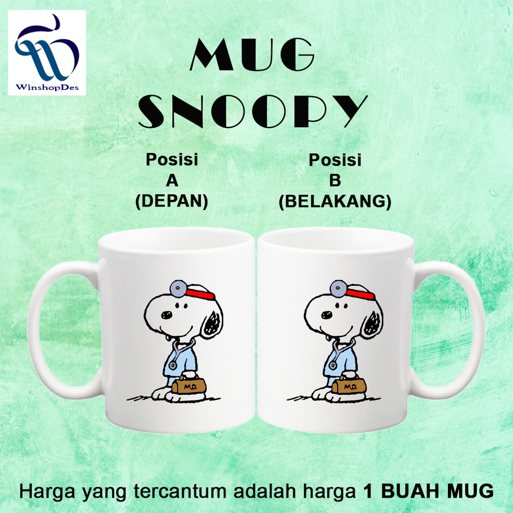MUG SNOOPY / GELAS SNOOPY (MUG STANDAR CUSTOM MURAH)