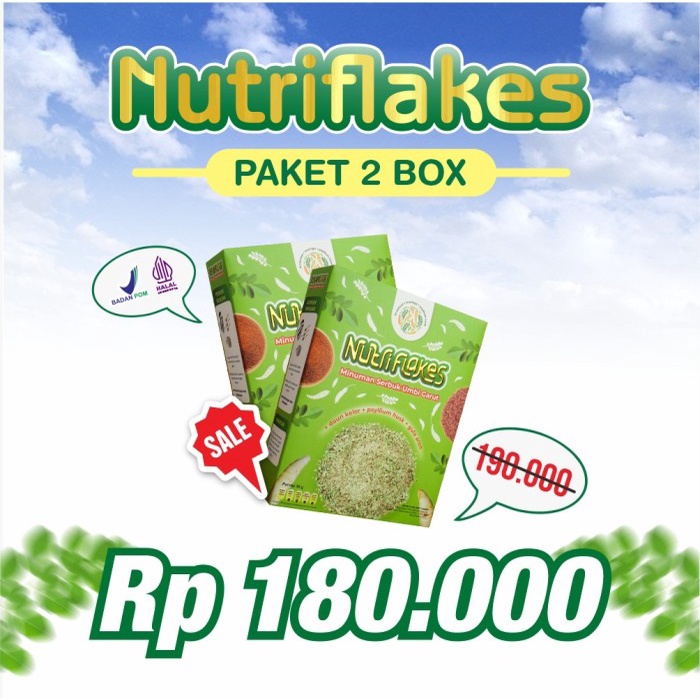 

Sereal Nutriflakes Paket 2 Box - Sereal Sehat Umbi Garut Solusi Maag & Gerd