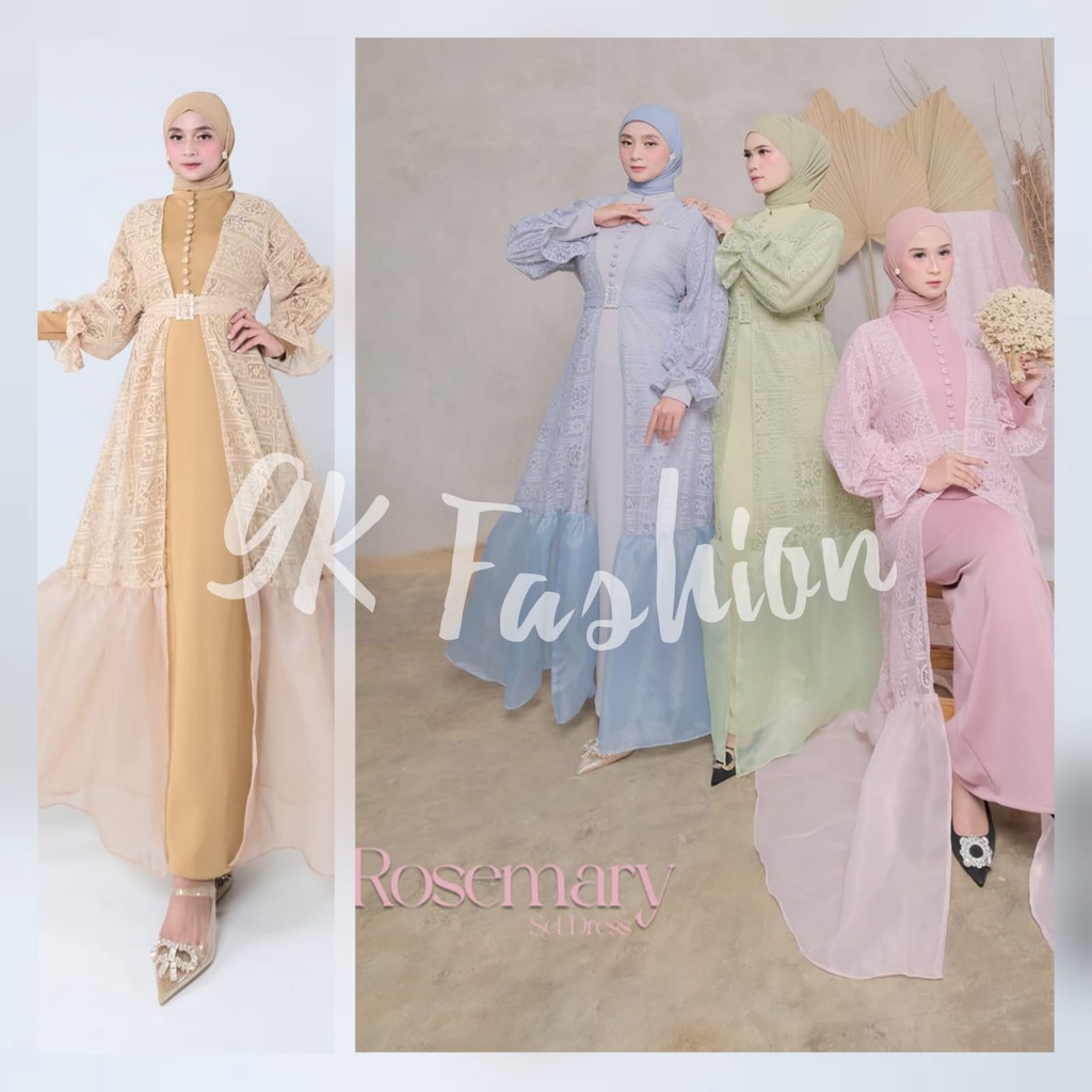 Rosemary Set Dress Busui Free Mutiara Original Fit LD 110 by MK