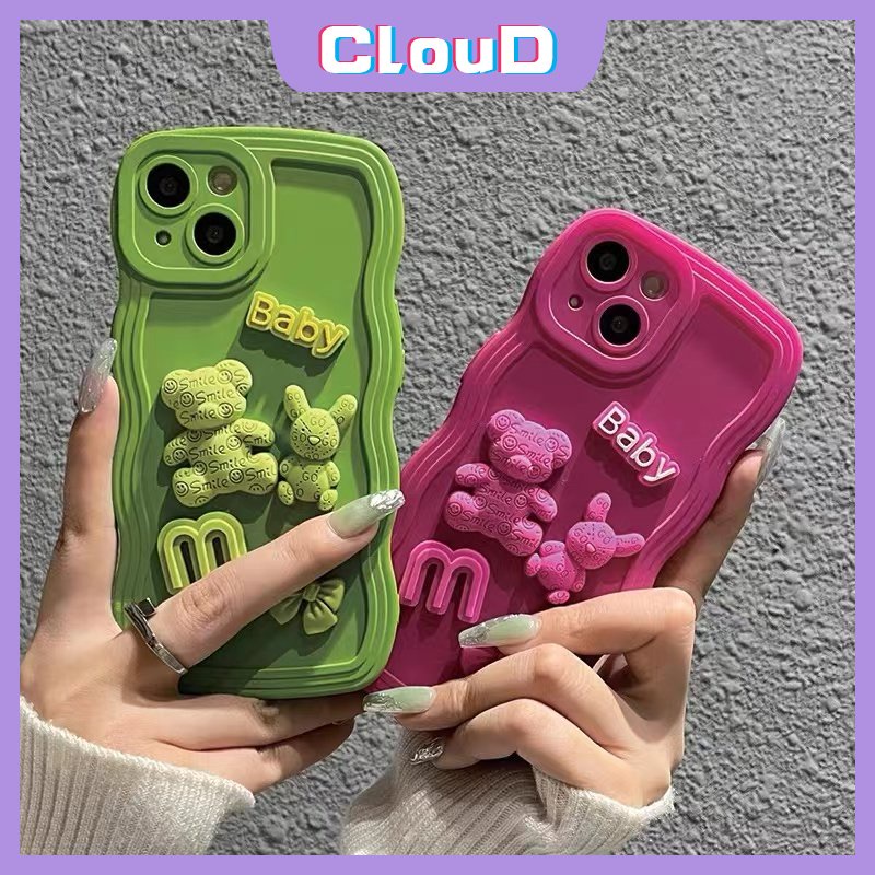 Soft Case Hp Gambar Kartun Beruang 3D Untuk iPhone 11 / 7Plus / XR / X / XS Max / 11 / 12 / 13 / 14pro Max / 8 / 14plus / SE 2020