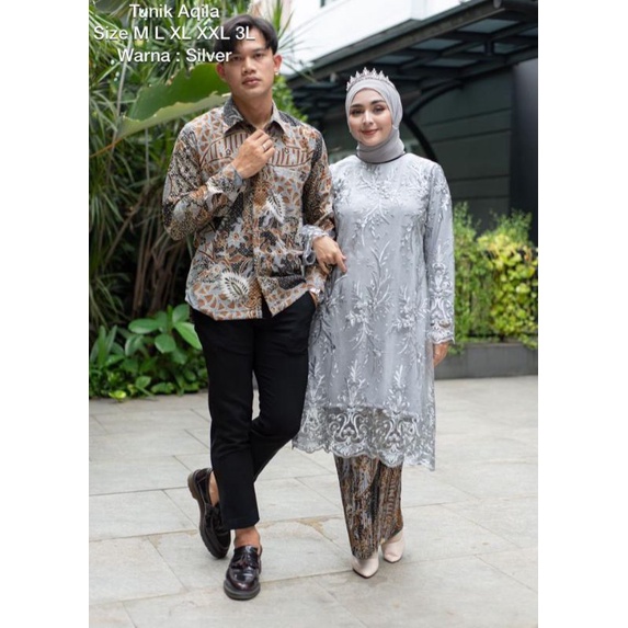 Set Kebaya Couple Aqilla - Kebaya Jumbo Modern - Batik Couple Pasangan