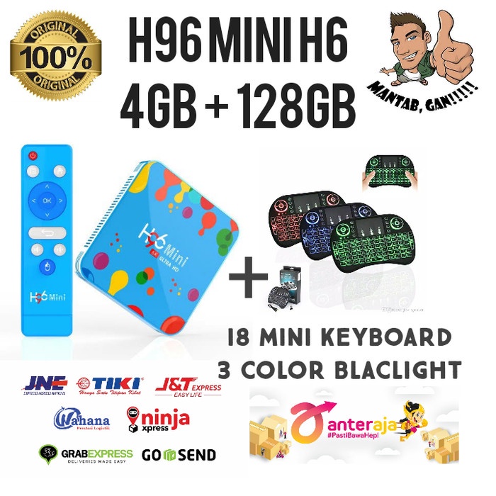 Produk Terbaru Paket H96 Mini Allwiner H6 Dengan I8 Mini Tv Box Ram 4Gb Rom 128Gb