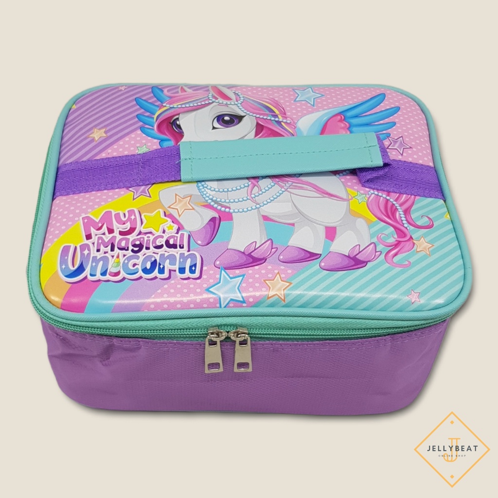 Tas Bag Lunch Box Insulated Tahan Panas  Lapis Aluminium Besar Karakter (24x18x11.5) cm - UNICORN NG