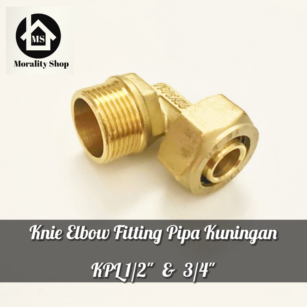 Knie Elbow Sambungan Pipa Air Kuningan 1/2&quot; 3/4&quot; KPL-Knie L Elbow Brass Fitting Pipe 1/2 inch 3/4 inch