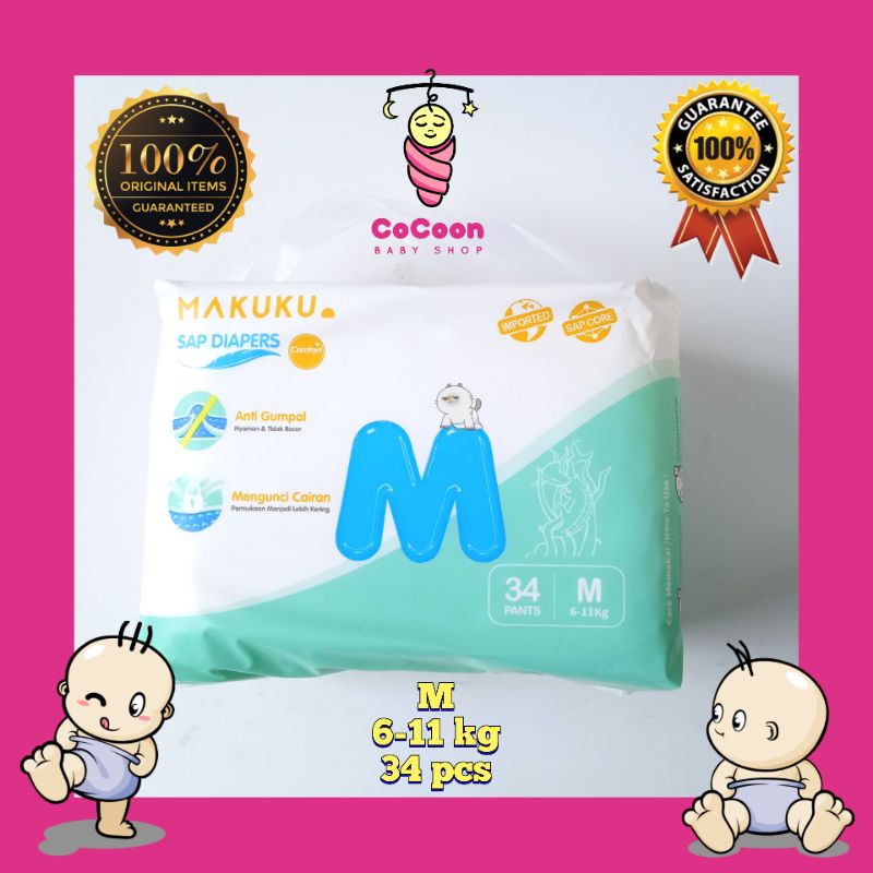 Popok Bayi Makuku Comfort Ekonomis M34 M 34 Pants Tipe Celana