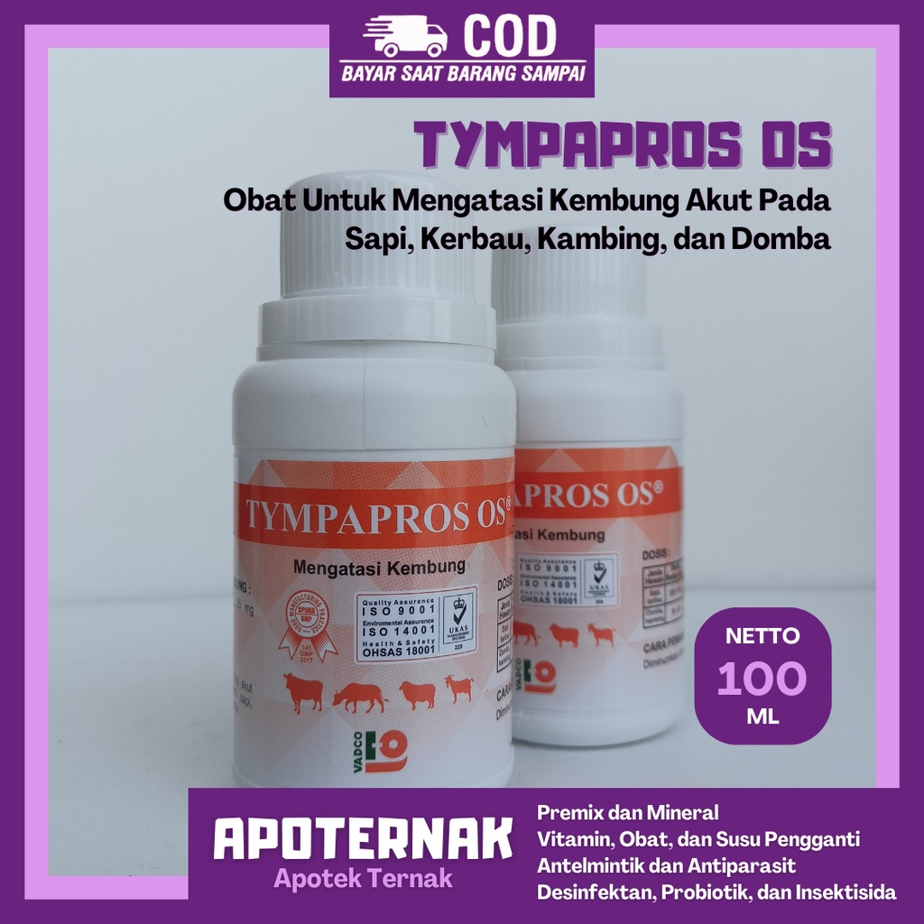 TYMPAPROS OS 100 ml | Obat Kembung Hewan besar dan kecil | Seperti Tympanol Sanbe | VADCO