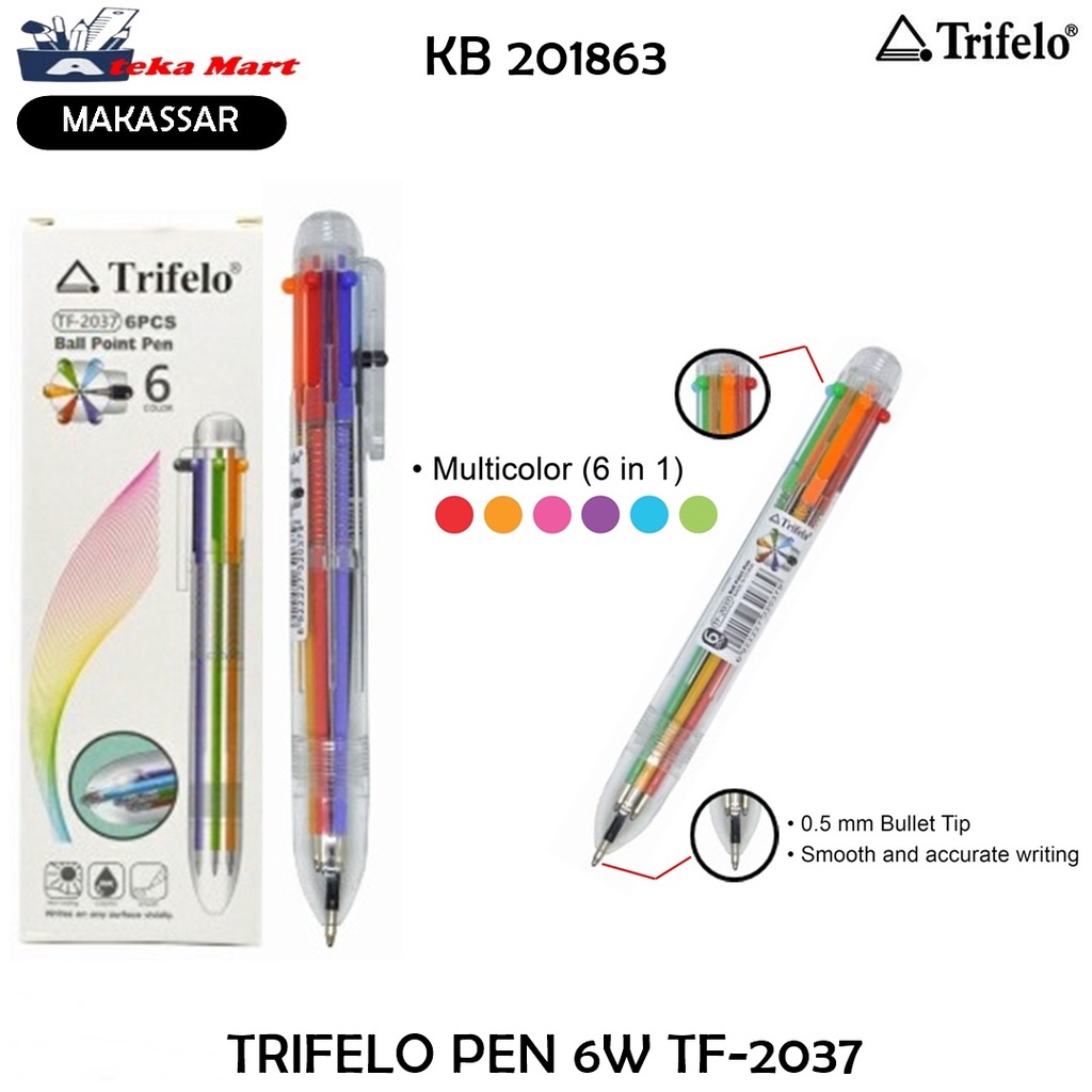 

[BOX/6PCS] TRIFELO PEN 6 WARNA TF-2037