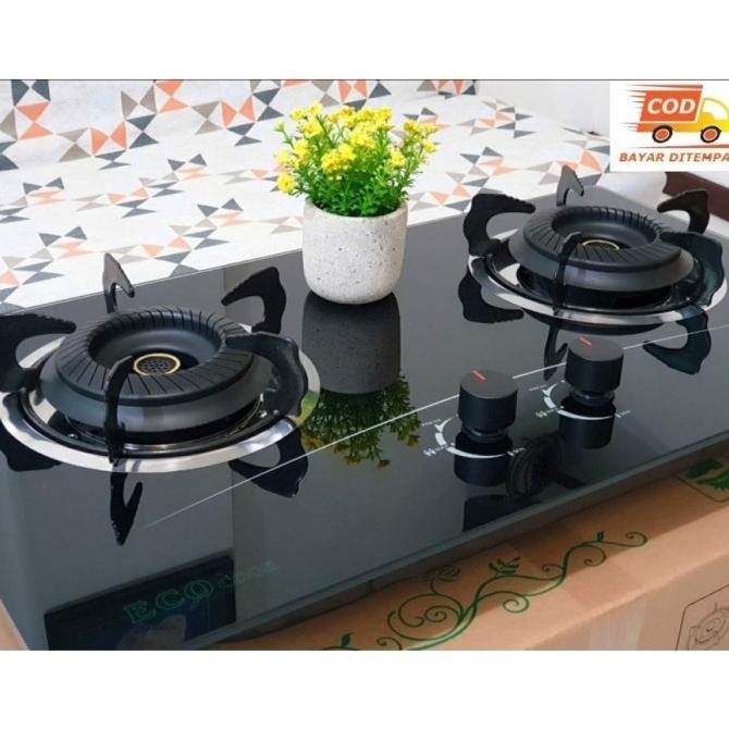 KOMPOR GAS TANAM 2 TUNGKU ECO COOK EC2-21 KOMPOR GAS KACA TEBAL MODEL AFF546D65DF