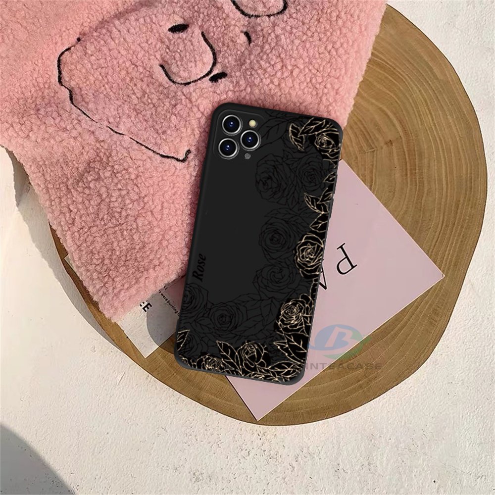 Casing Silikon Huawei P30 Lite Nova 5T Nova 3i Nova 7i Y6P Y7A Y6 Pro Y7 Pro 2019 Y9S Motif Mawar Hitam Putih