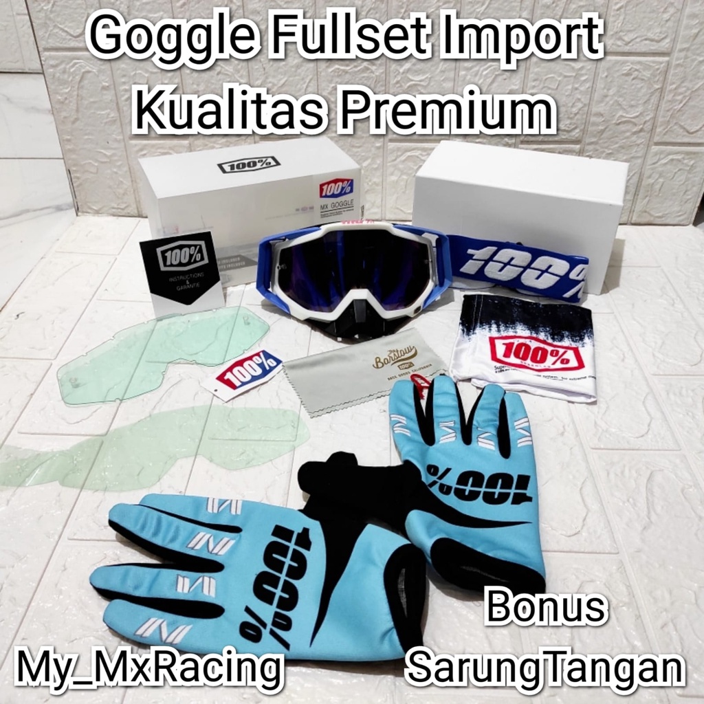 kacamata goggle fullset import dengan kualitas premium FREE sarung tangan kacamata goggle trail cross terlaris fullset G TERLARIS