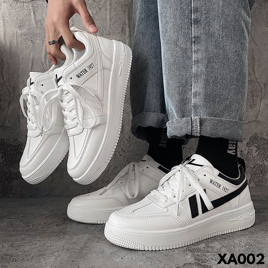 SEPATU SNEAKERS DESAIN PUTIH KEKINIAN DIPAKAI KASUAL KERJA BAHAN PU IMPORT A002