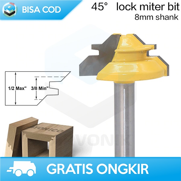 MATA PROFIL PENYAMBUNG KAYU MATA BOR DRILL BIT 45 DEGREE 8MM 1/2INCH