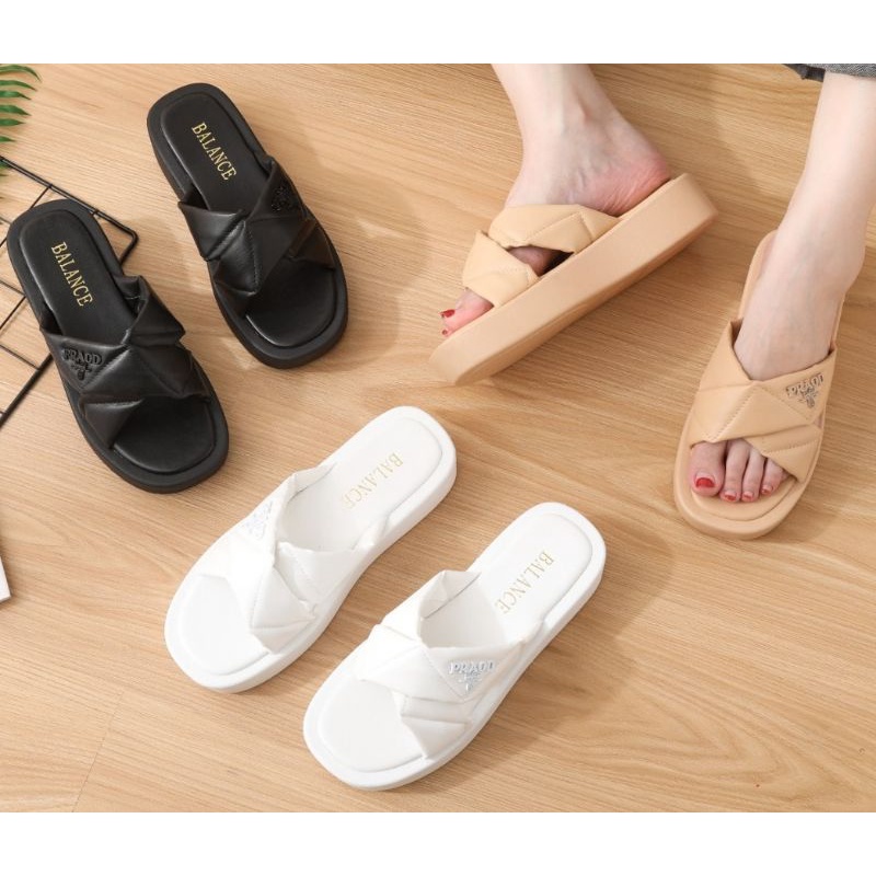 Sandal Jelly Wanita Import PRIDE Sandal Slop Karet Tebal 3 Cm Tali Silang