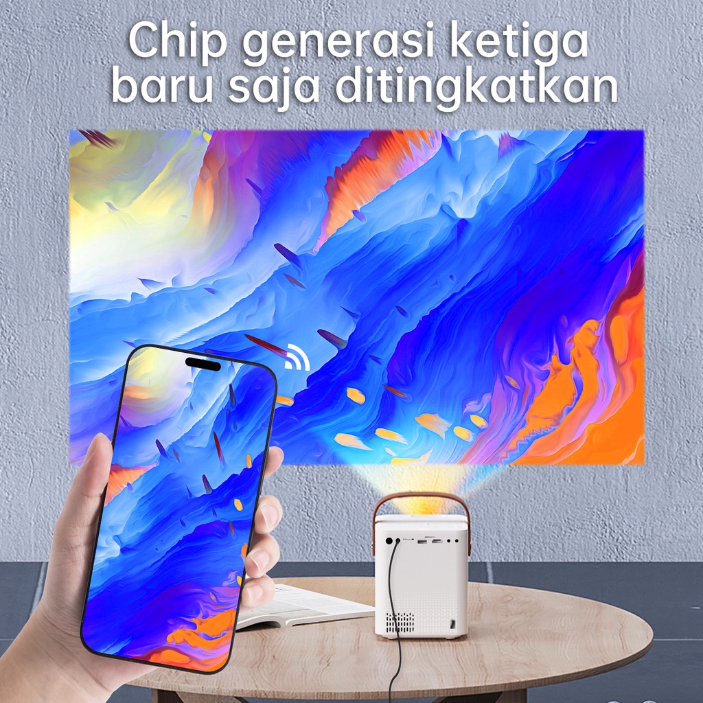 [COD] QIAOLET K1A Proyektor 6000 Lumens Portable Projector Android 9.0 Proyektor Mini Dukungan Untuk Terhubung Ke Laptop Dan HP Home Theater