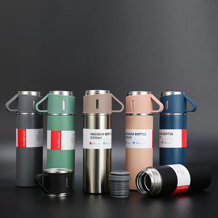 Jual TERMOS VACUUM FLASK SET / TUMBLER BOTOL / BOTOL MINUM CANGKIR 500 ML / TERMOS AIR TAHAN