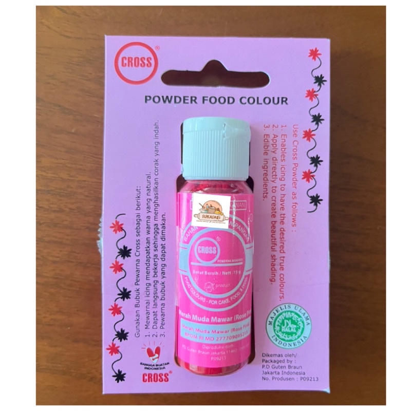 

Cross food coloring powder 15gr Rose Pink pewarna bubuk Merah muda
